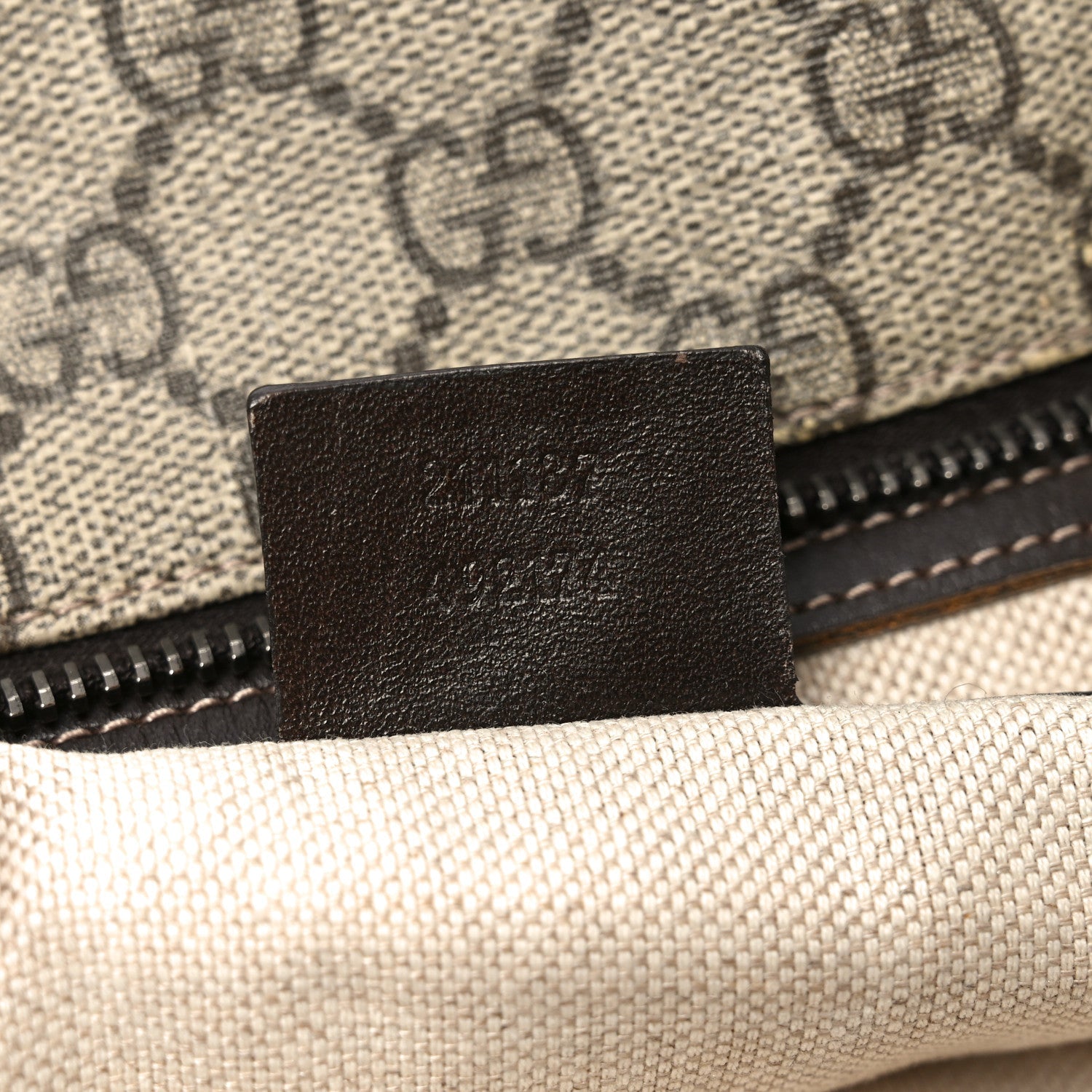 GG Supreme Monogram Medium Zippered Shopping Tote Dark Brown