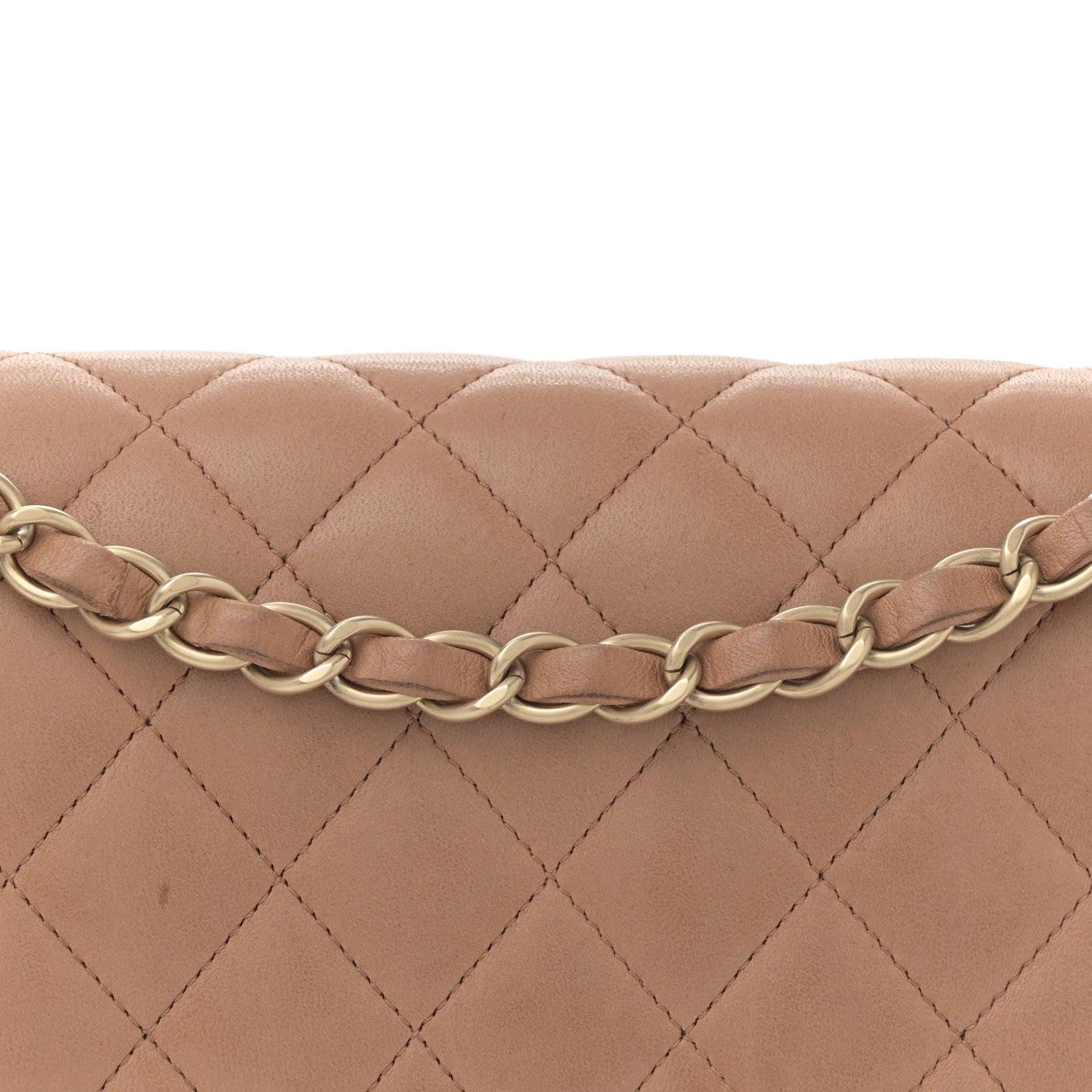 Lambskin Quilted Medium Double Flap Brown