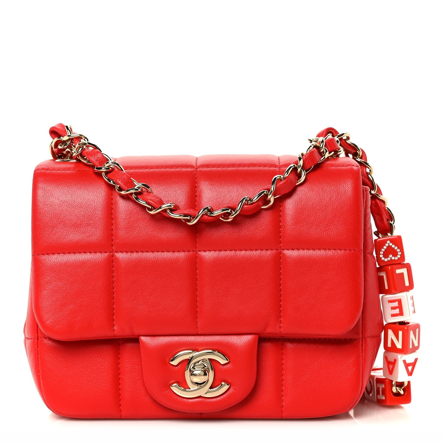 Lambskin Resin Crystal Square Quilted Monacoco Mini Flap Rogue