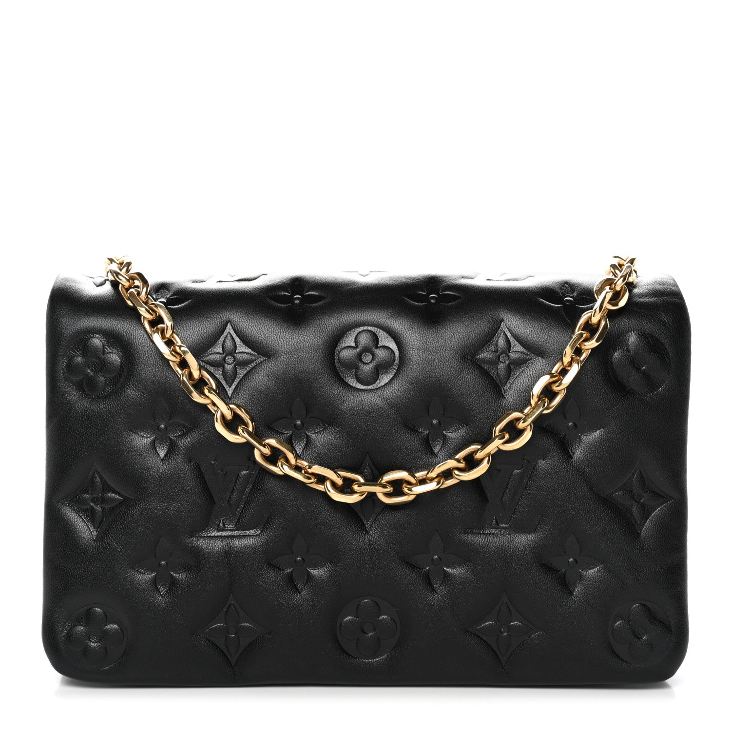 Lambskin Embossed Monogram Pochette Coussin Black