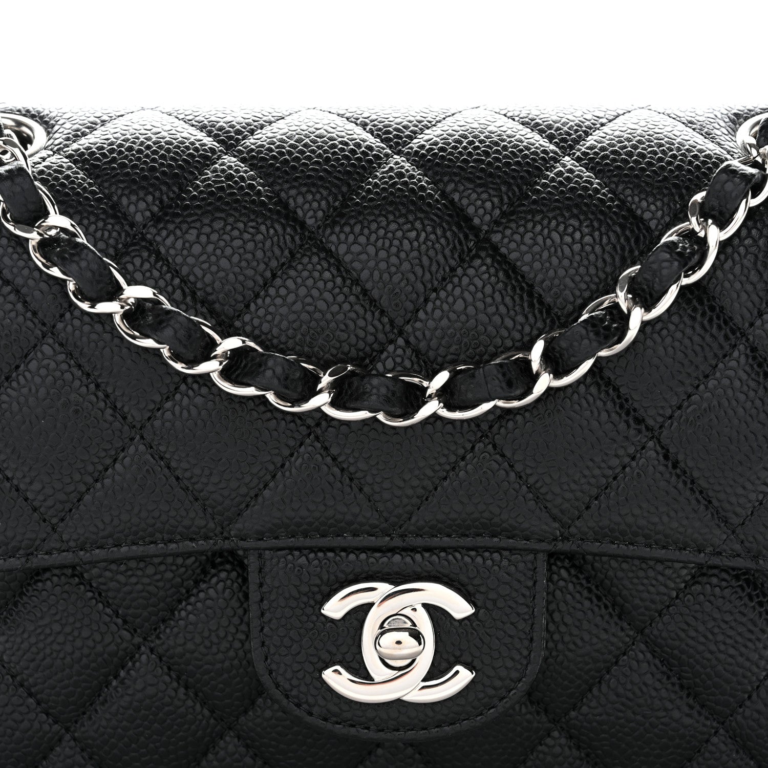 Caviar Quilted Small Double Flap Black