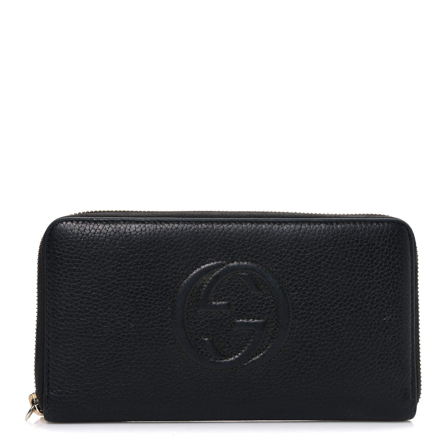 Pebbled Calfskin Soho Zip Around Wallet Black