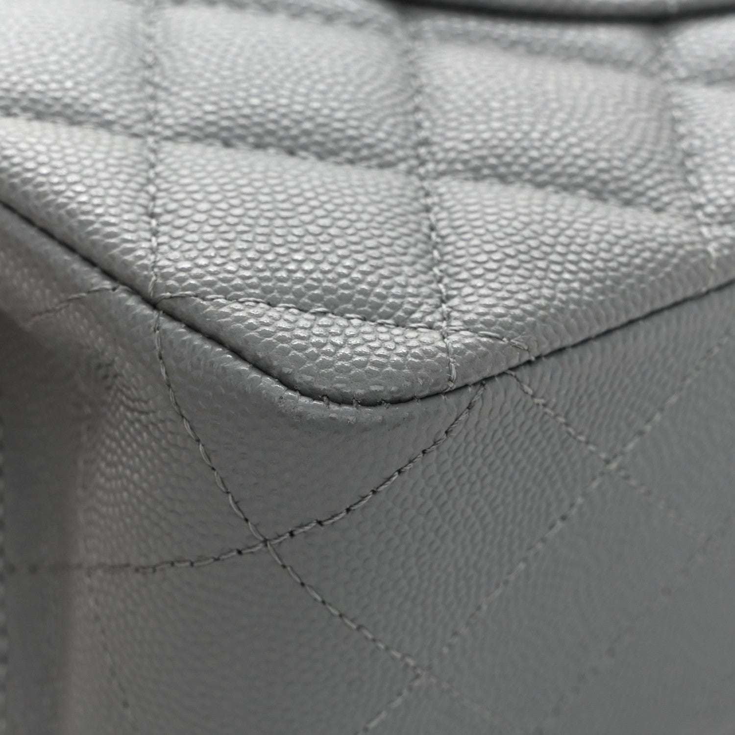 Caviar Quilted Medium Double Flap Grey