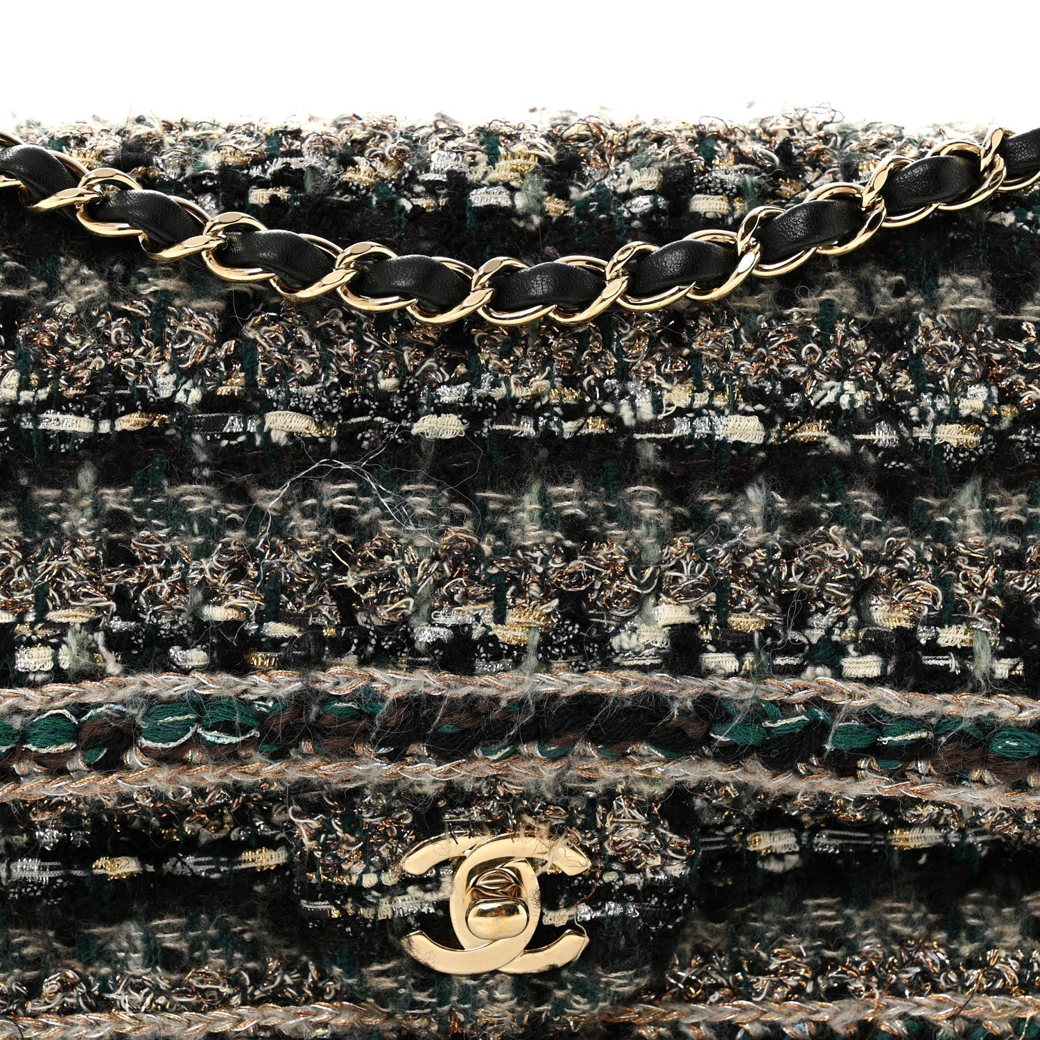 Tweed Braid Medium Flap Turquoise Multicolor