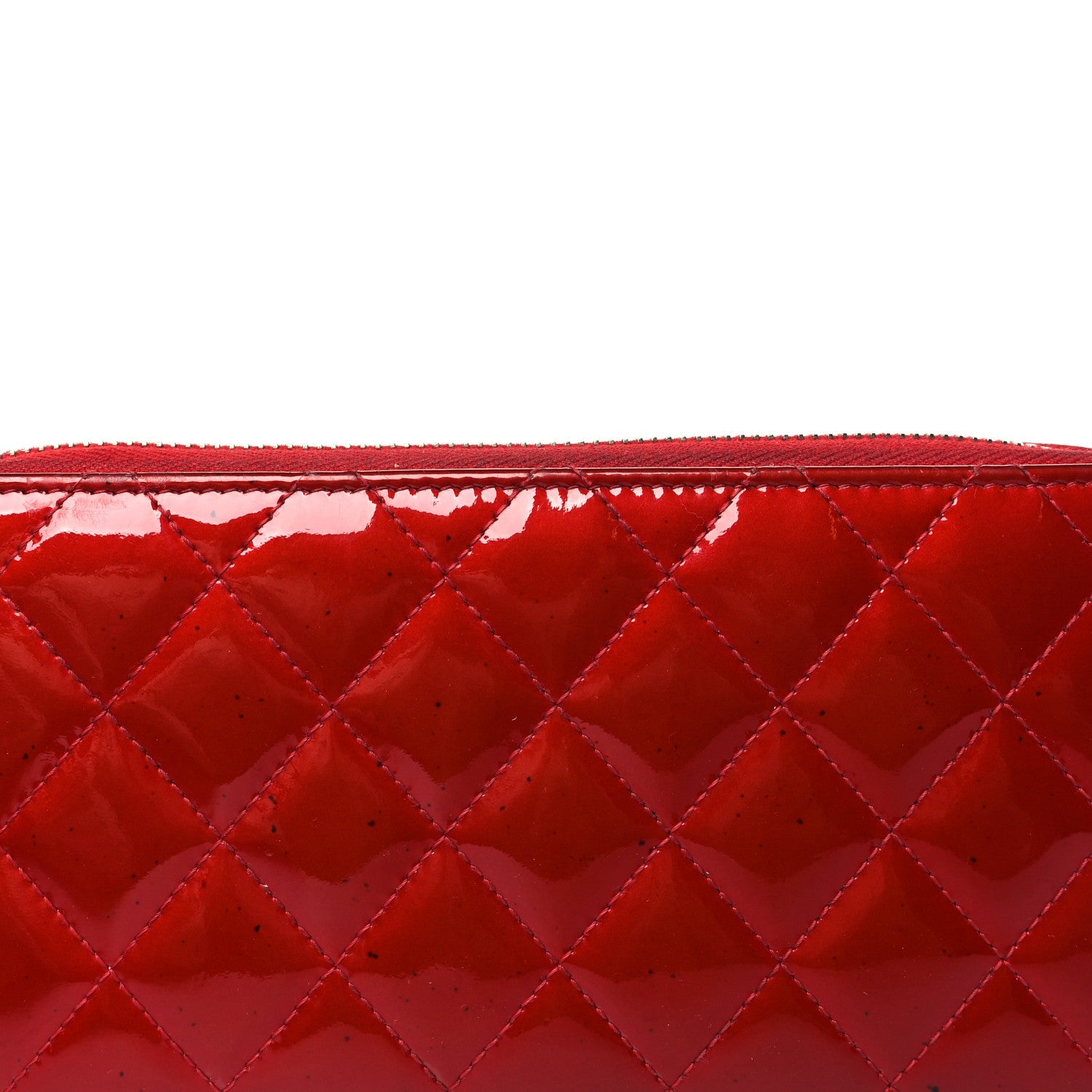 Patent Quilted Brilliant Zip Around Wallet Red
