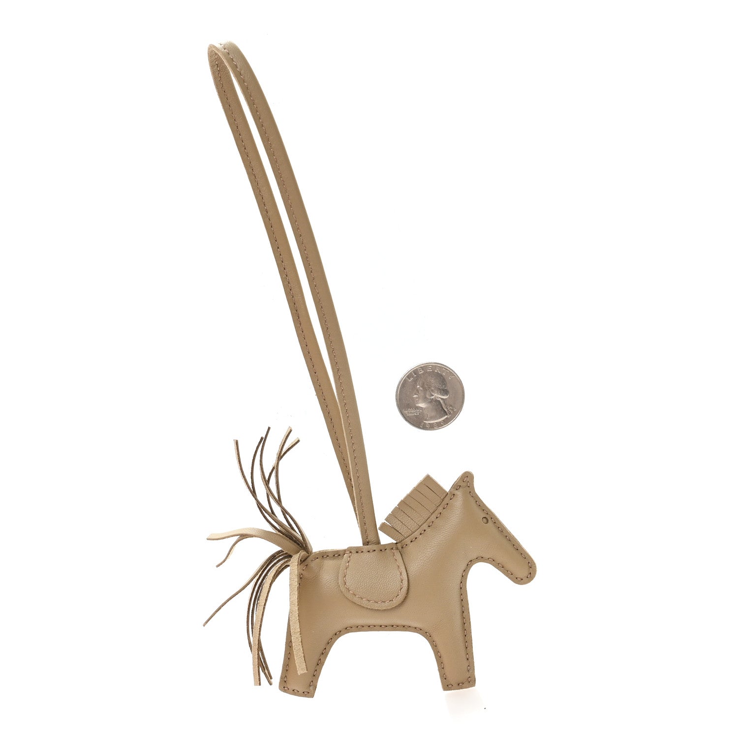 Milo Lambskin Grigri Rodeo Horse Bag Charm PM Beige Marfa