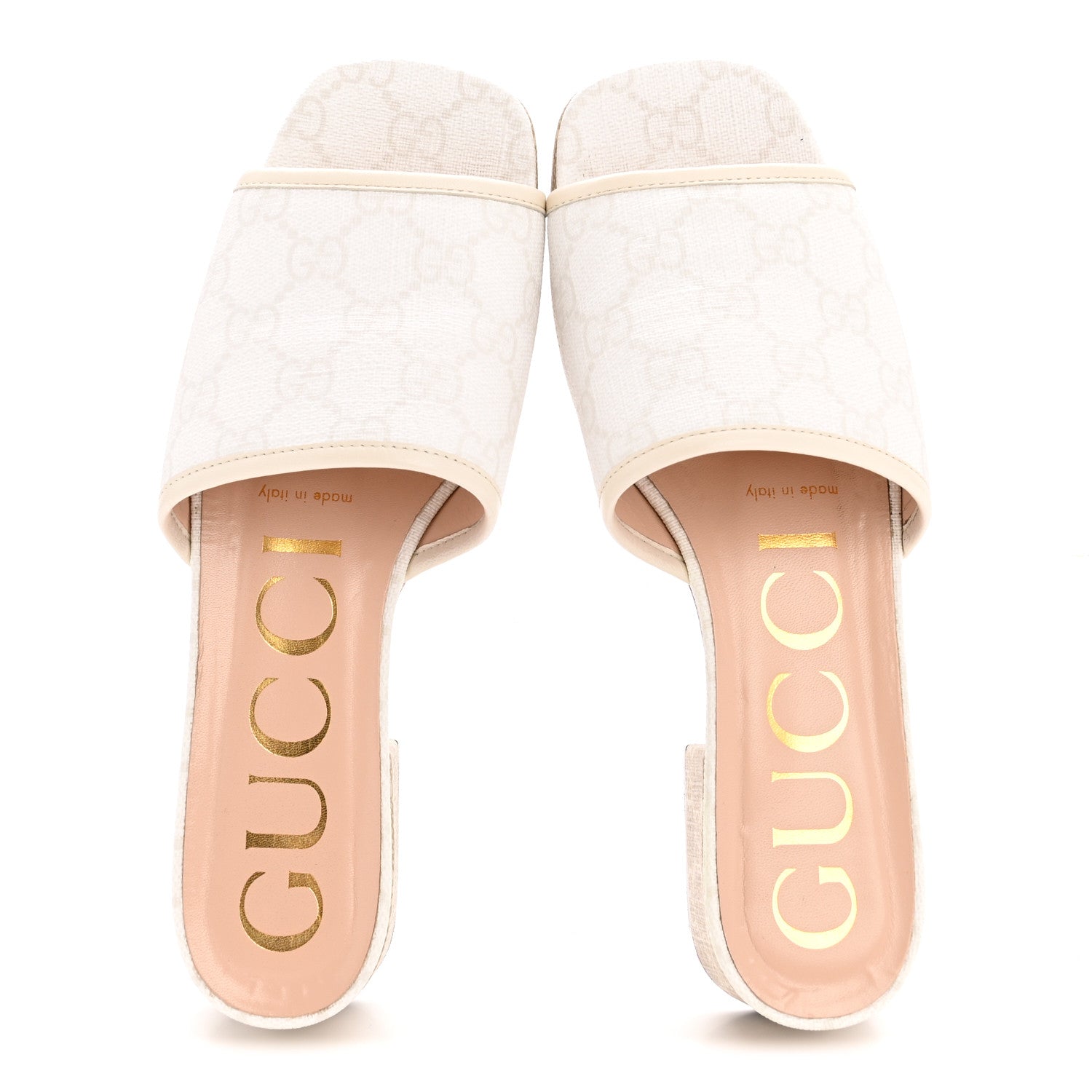 GG Supreme Monogram Malaga Kid Platform Mule Sandals 36 White Mystic White