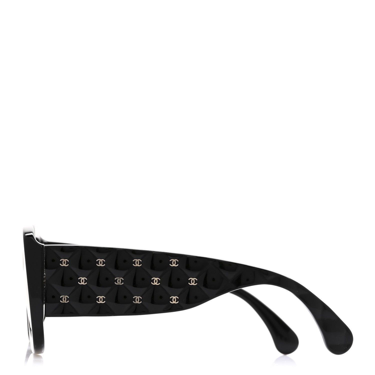 Acetate Quilted CC Rectangle Sunglasses 5483-A Black