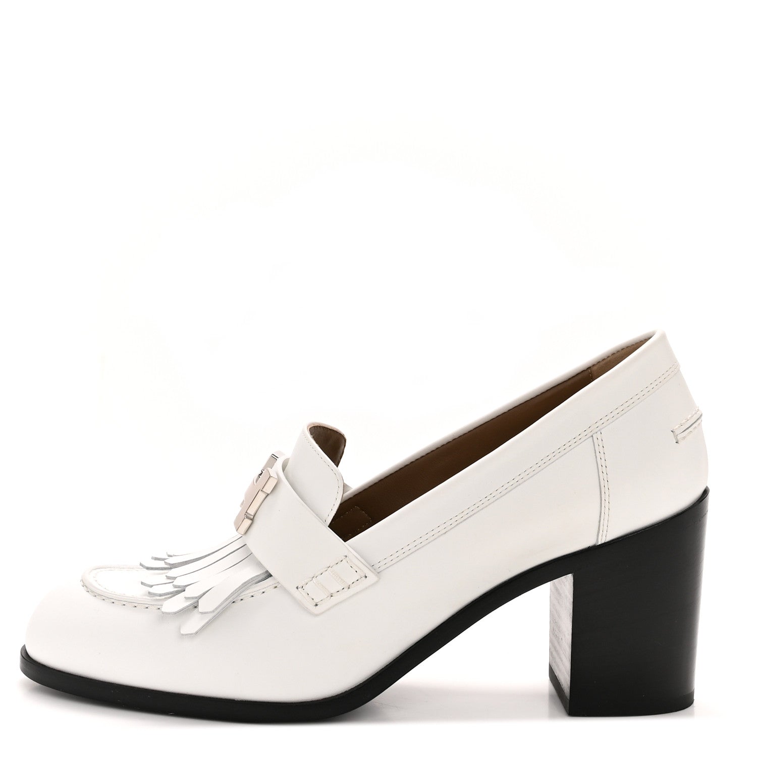 Calfskin Womens Elysee 70 Moccasin Loafer Pumps 38 White