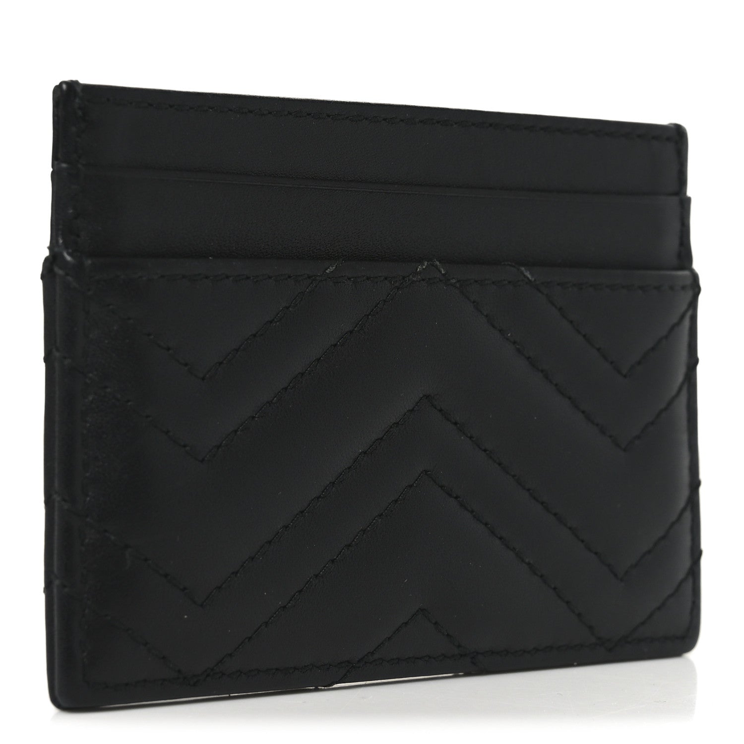 Calfskin Matelasse GG Marmont Card Holder Black