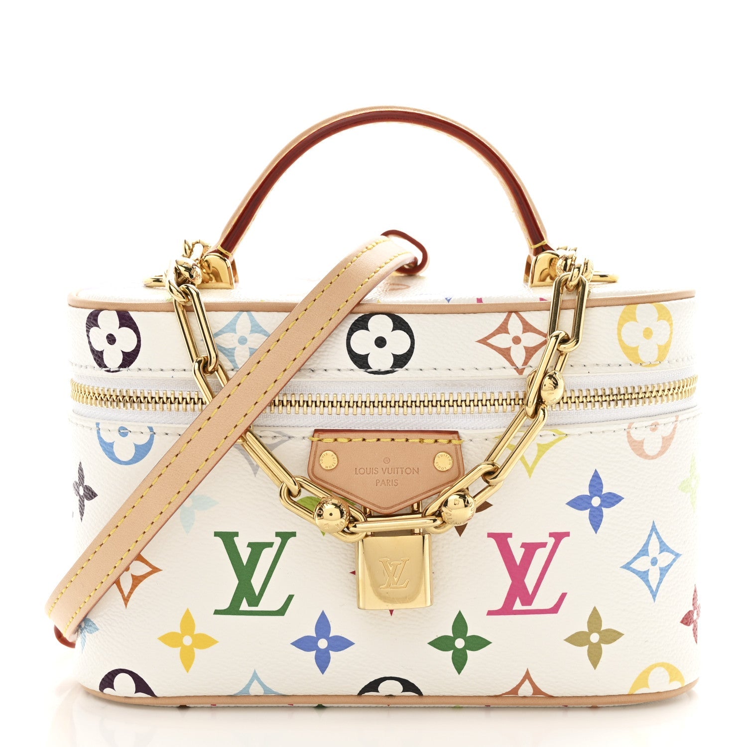 LV x TM Monogram Multicolor Vanity Chain Pouch White