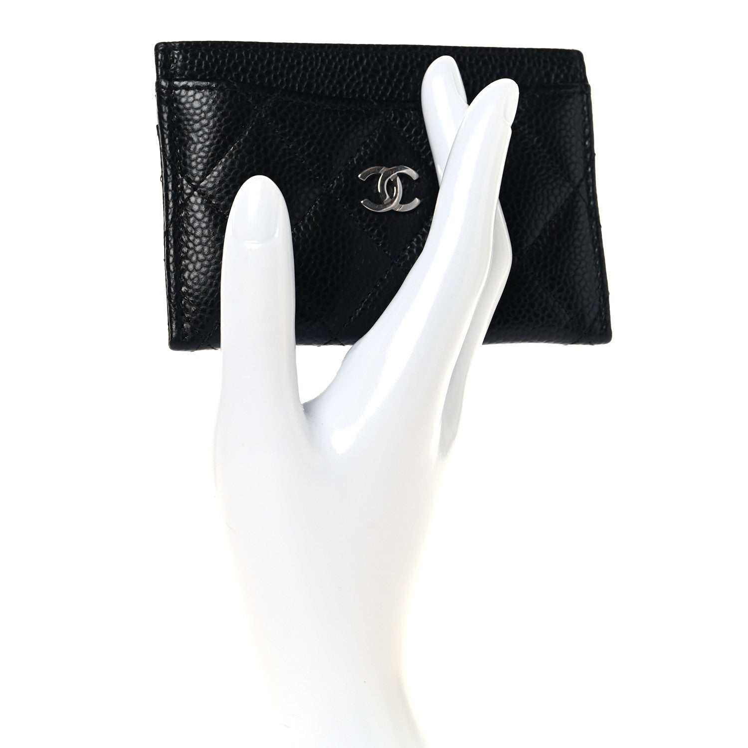 Caviar Quilted Card Holder Black