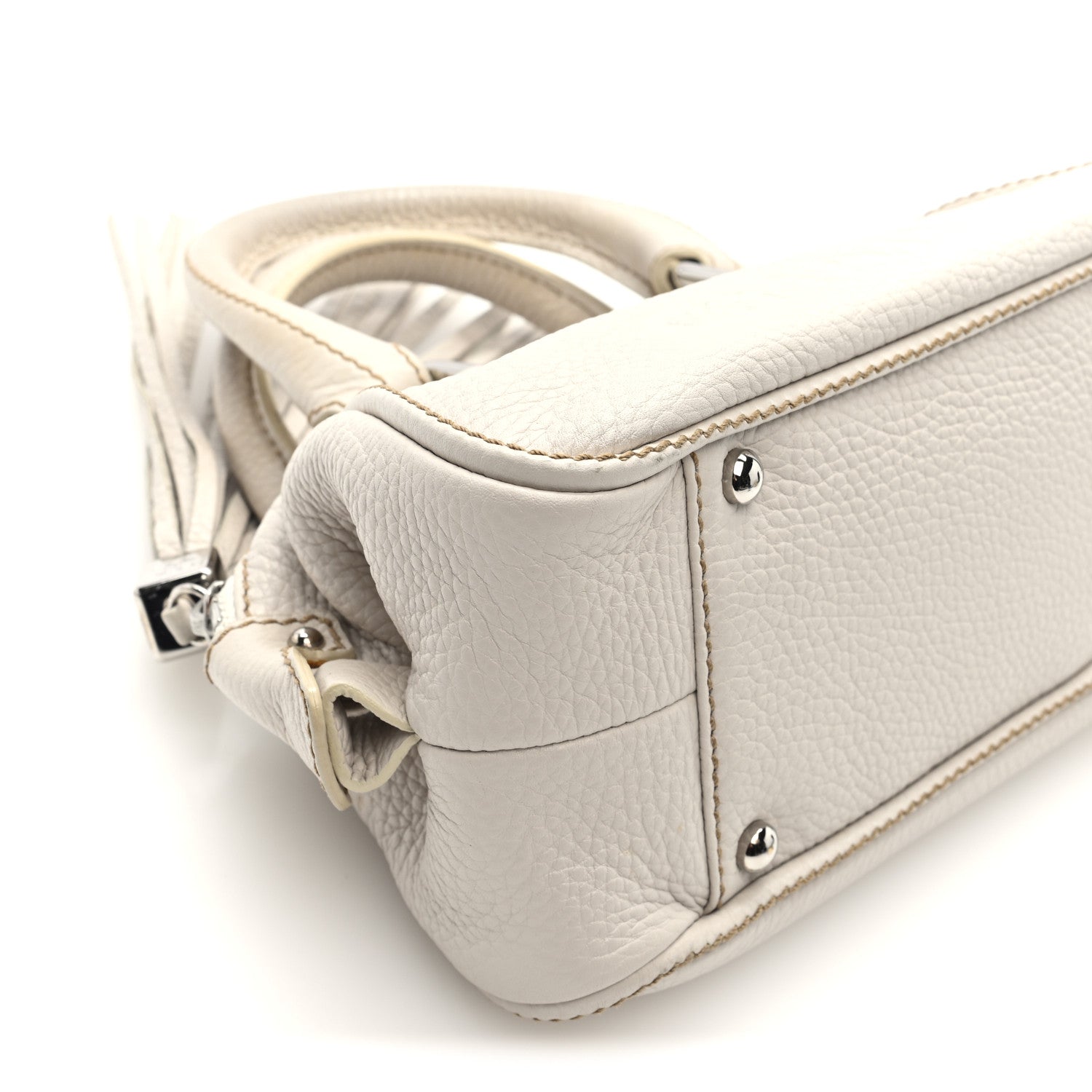 Calfskin Lax CC Small Bowler Bag White