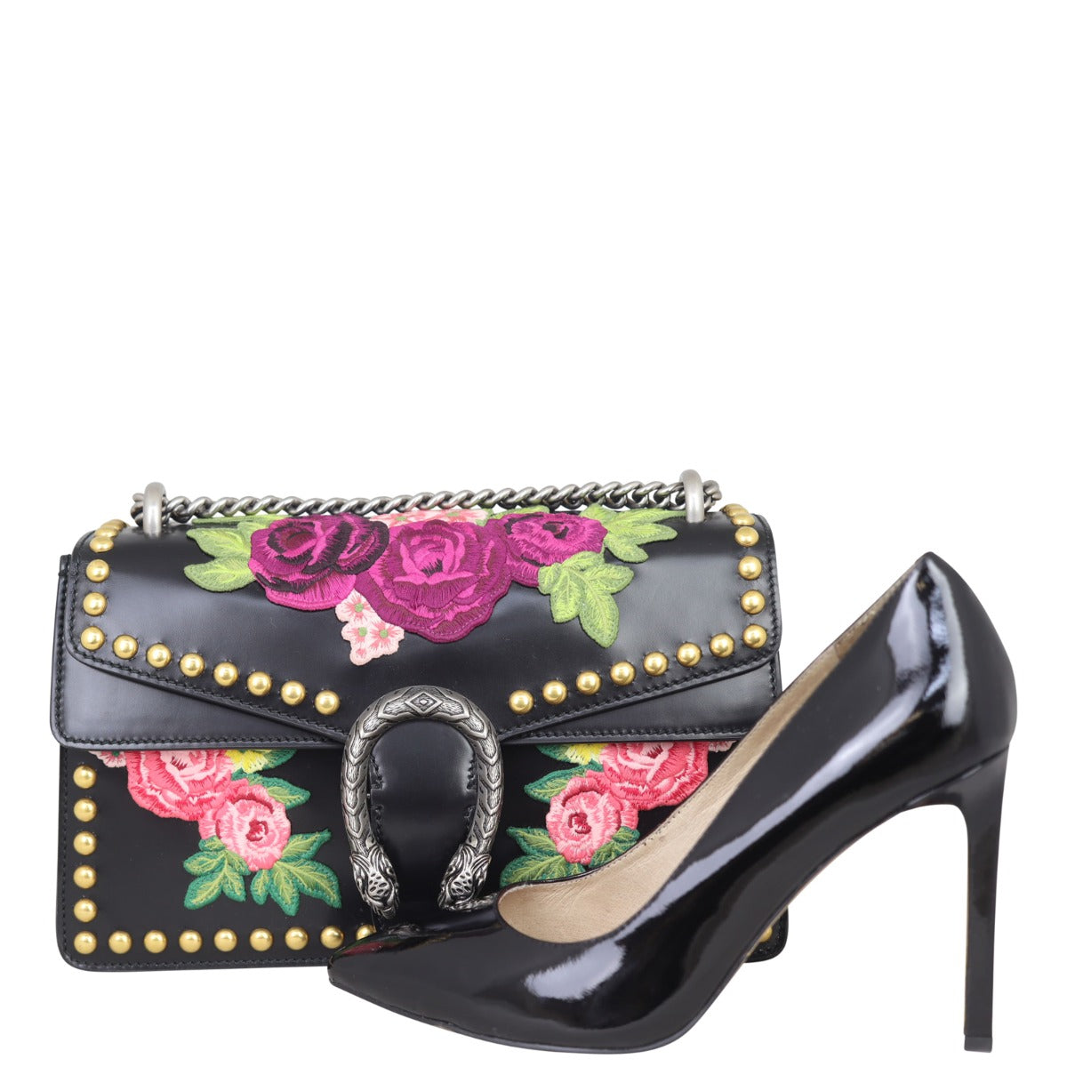 Gucci Floral Embroidered Studded Dionysus Small Shoulder Bag