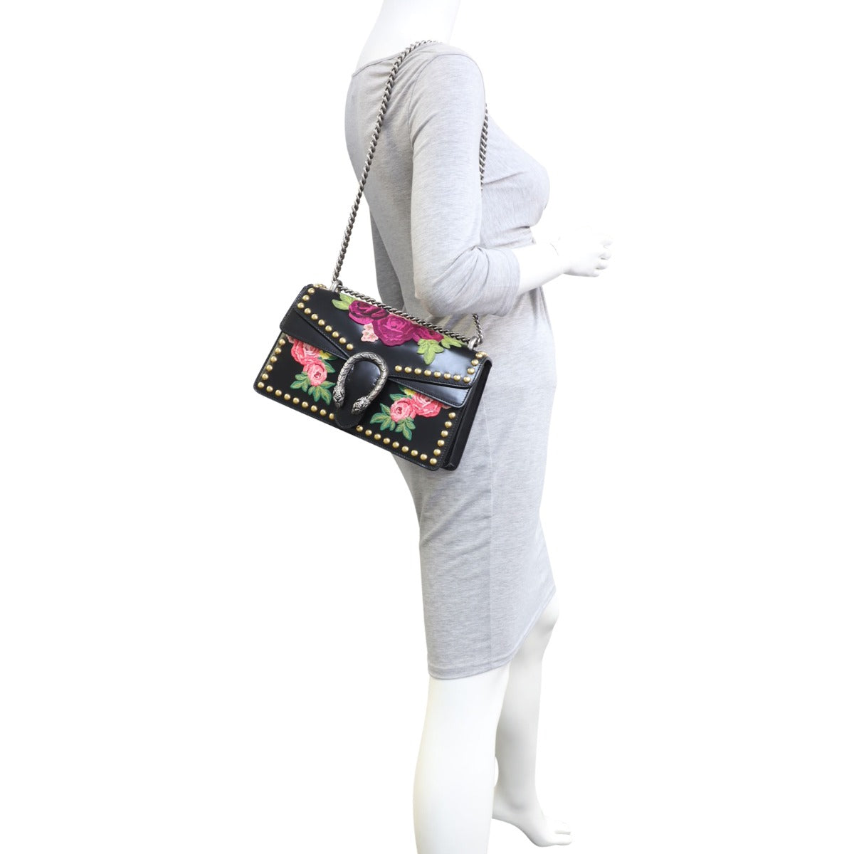 Gucci Floral Embroidered Studded Dionysus Small Shoulder Bag