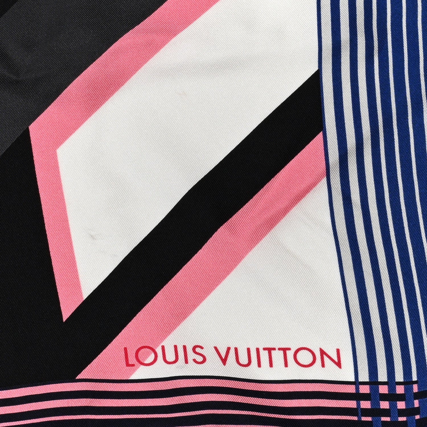 Silk LV Monogram Square Scarf Blue Pink