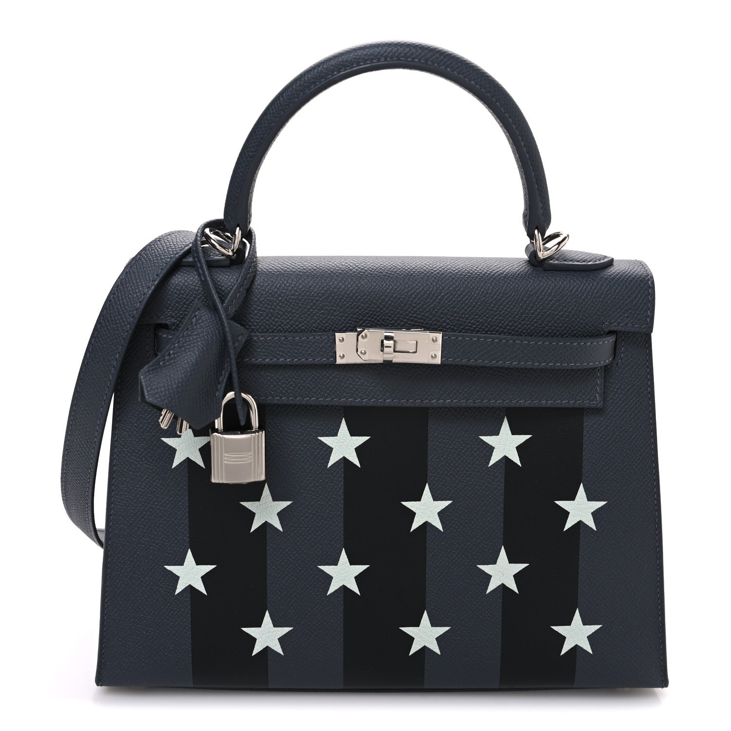 Epsom Tadelakt Chevre Mysore Casaque Etoilee Kelly Sellier 25 Ardoise Black Vert Peppermint