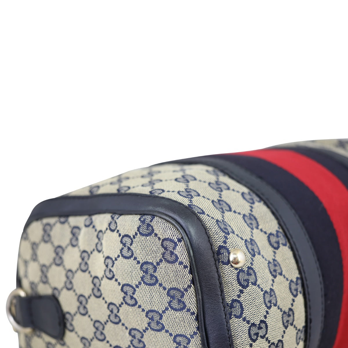 Gucci Blue Vintage Web Original GG Boston Bag Medium