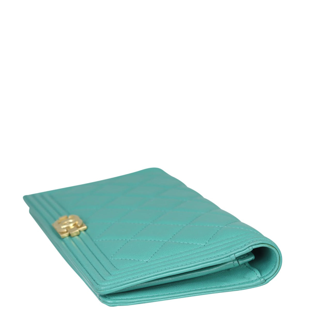Chanel Boy Long Flap Wallet |  Light Teal