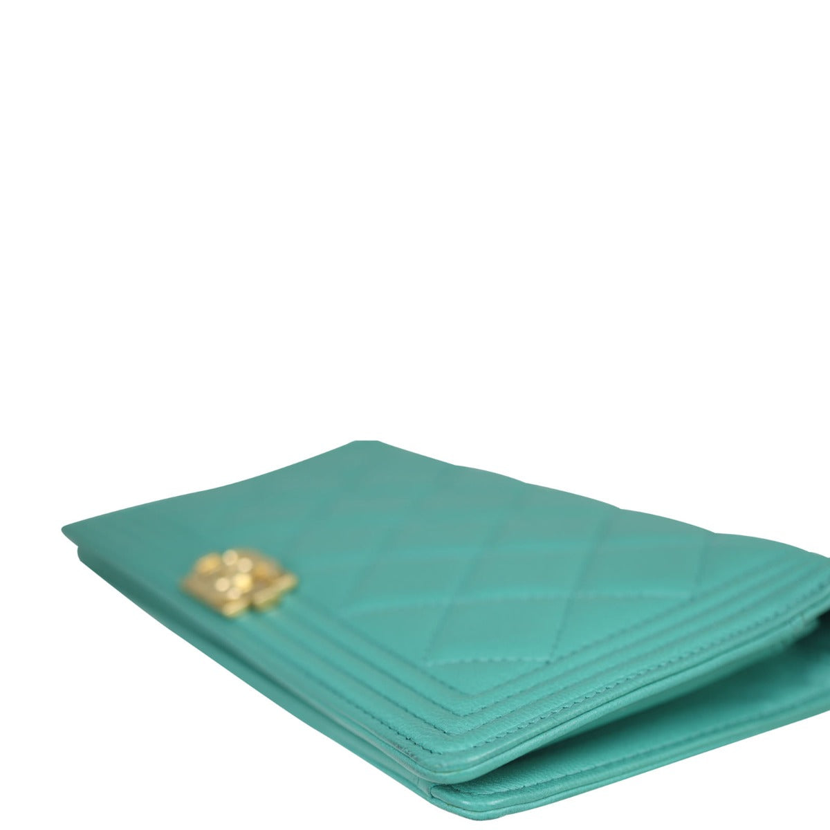 Chanel Boy Long Flap Wallet |  Light Teal
