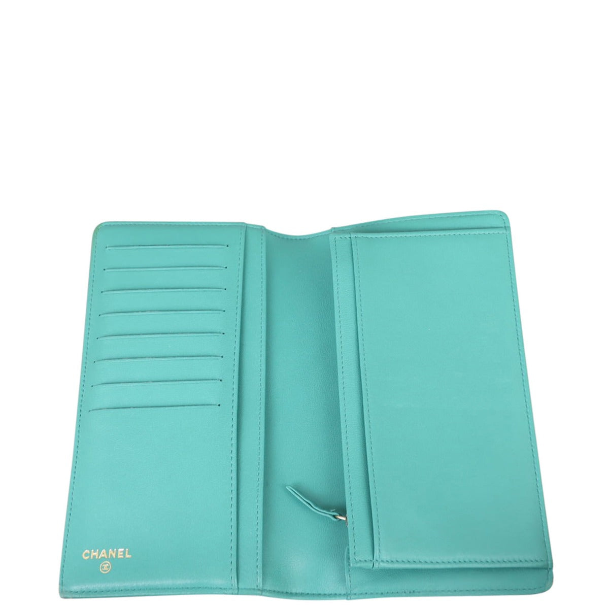 Chanel Boy Long Flap Wallet |  Light Teal