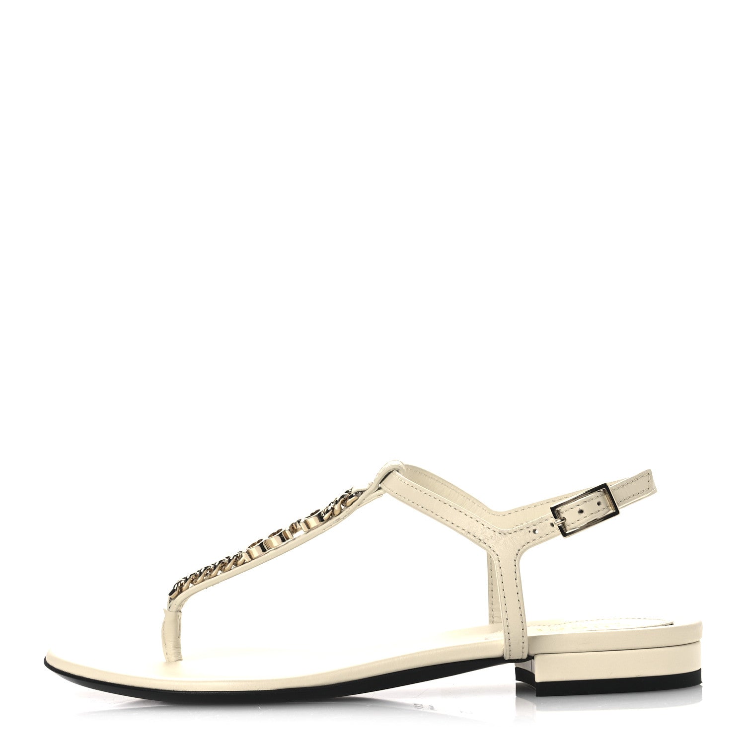 Sierra Calfskin Signoria Thong Sandals 37 New Ivoire