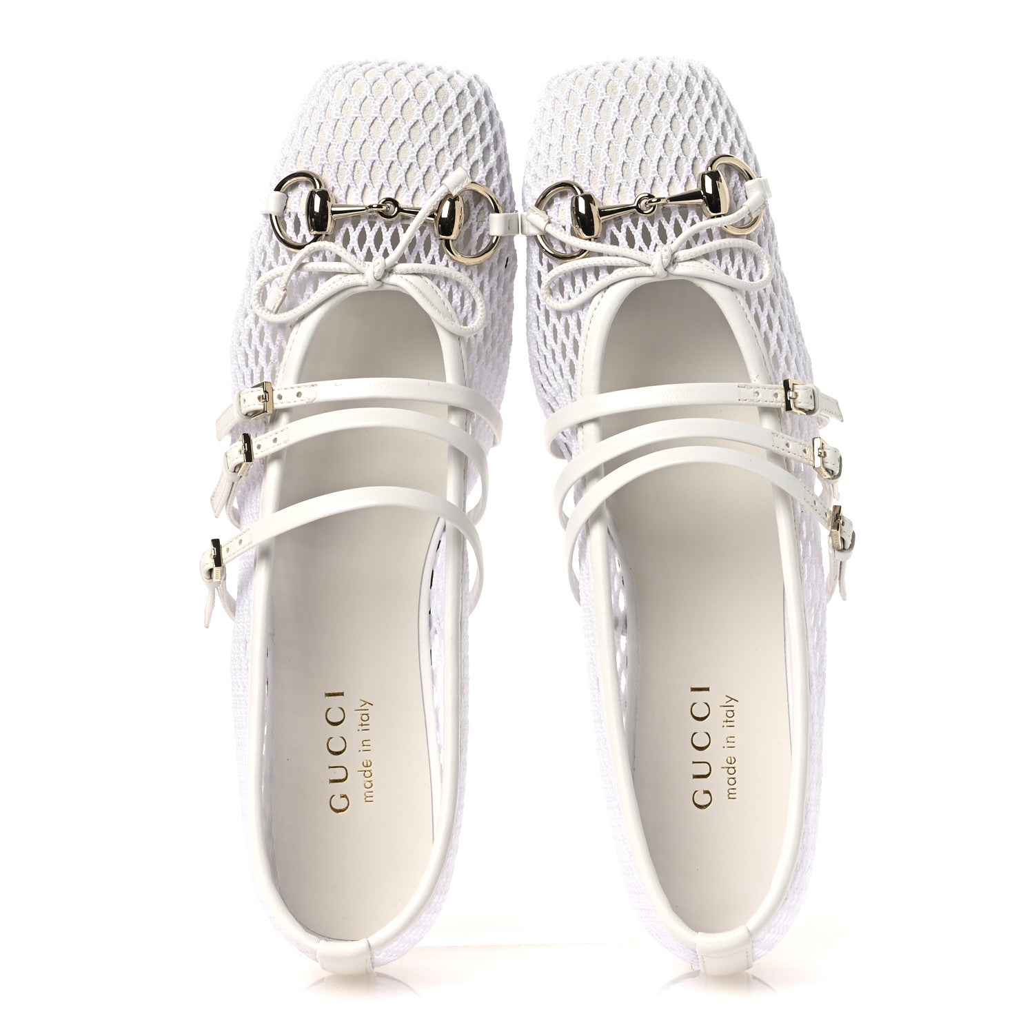 Video Net Nappa Horsebit Ballerina Flats 38.5 Great White