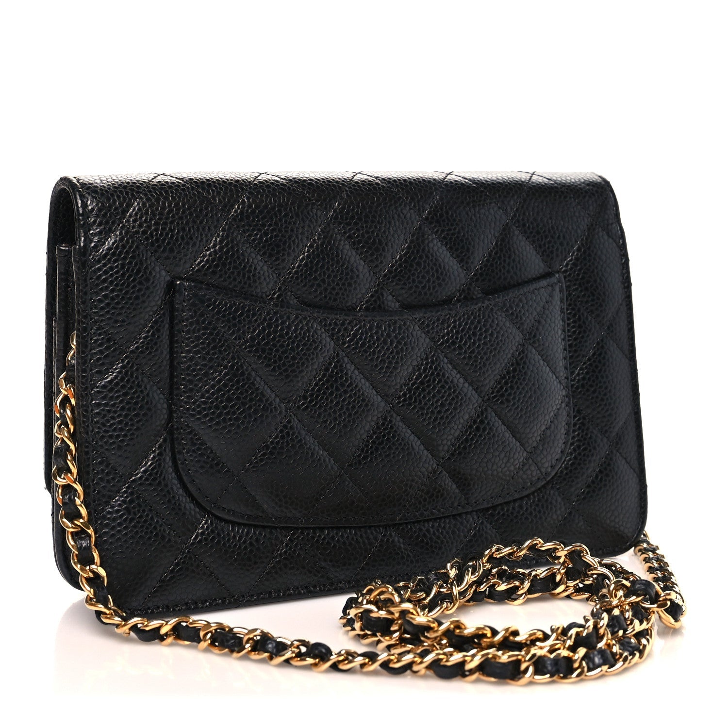 Caviar Quilted Wallet on Chain WOC Black