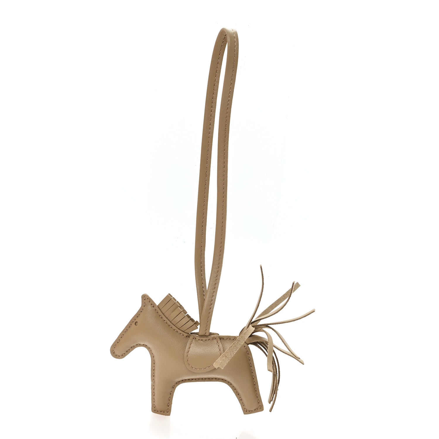 Milo Lambskin Grigri Rodeo Horse Bag Charm PM Beige Marfa