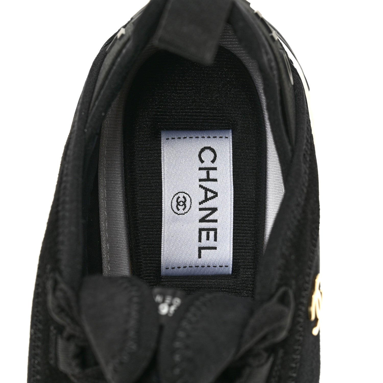 Velvet Calfskin Mixed Fibers CC Sneakers 37.5 Black