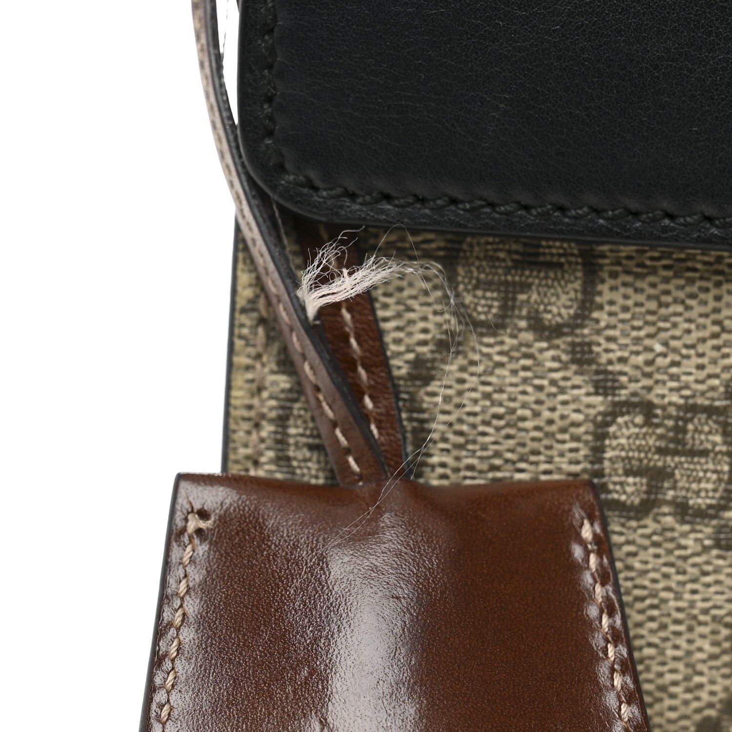 GG Supreme Monogram Calfskin Small Padlock Shoulder Bag Beige Black Cuir