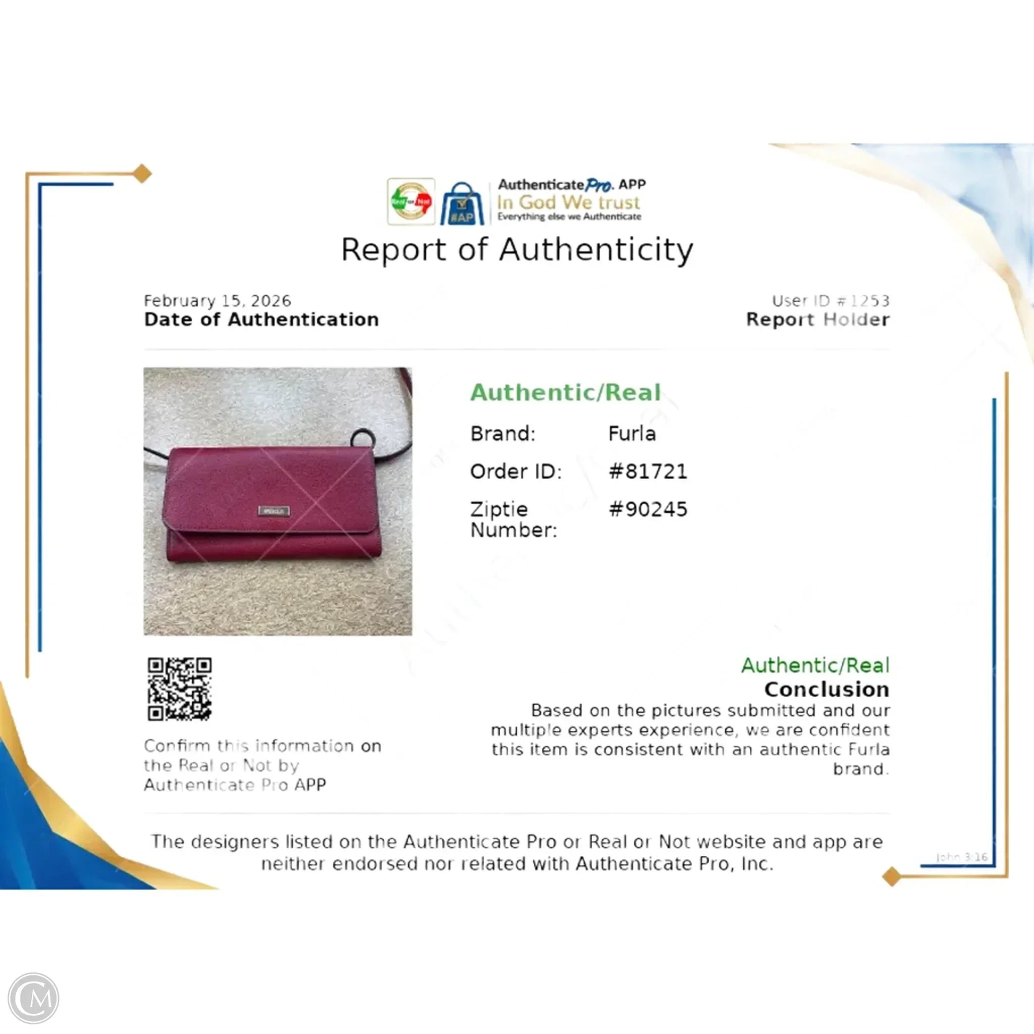 Crossbody Luxury Designer By Furla, Size: Small