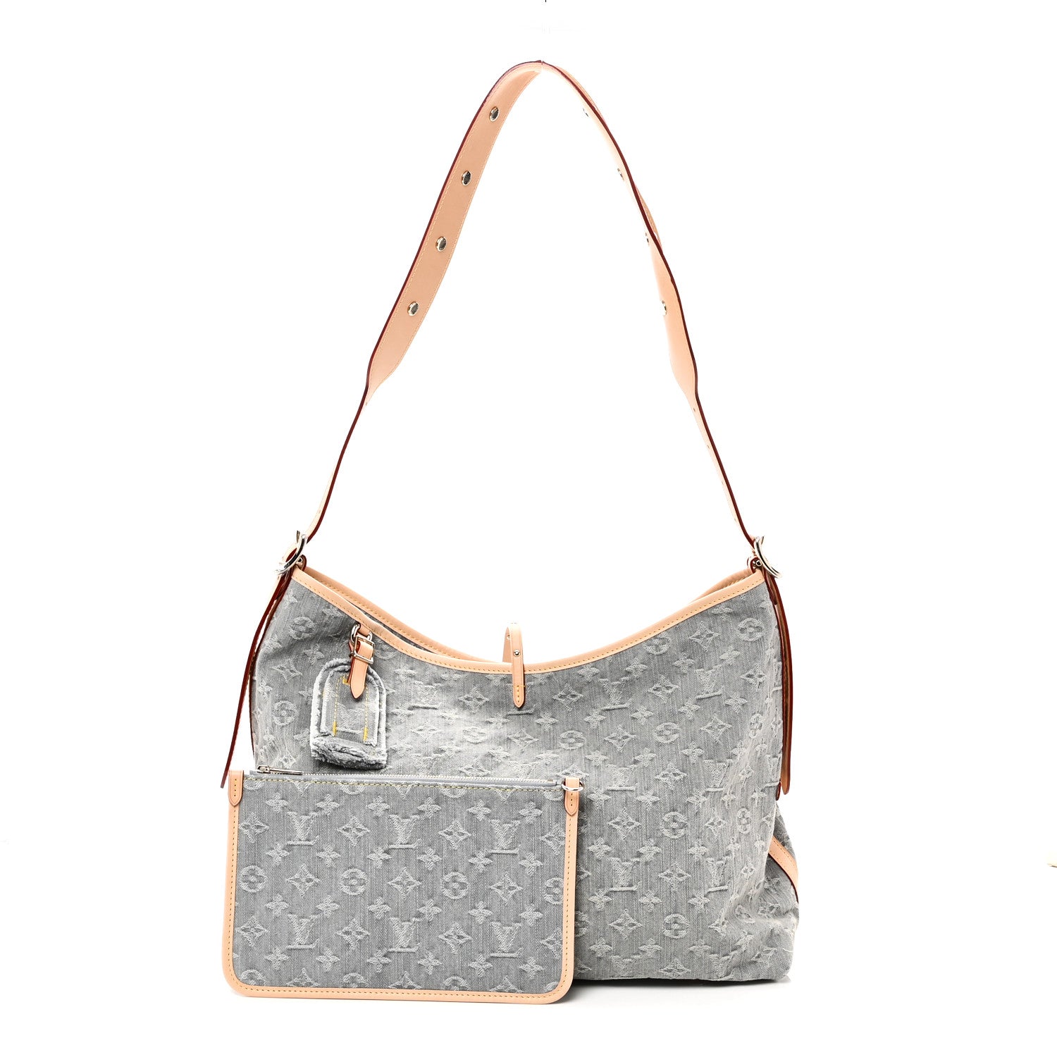 Monogram Denim CarryAll MM Washed Grey