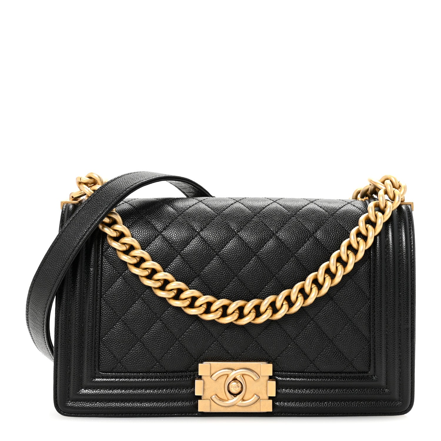 Caviar Quilted Medium Boy Flap Black