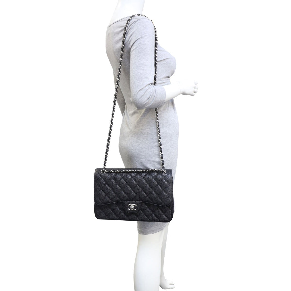 Chanel Classic Double Flap Jumbo | Black Silver H
