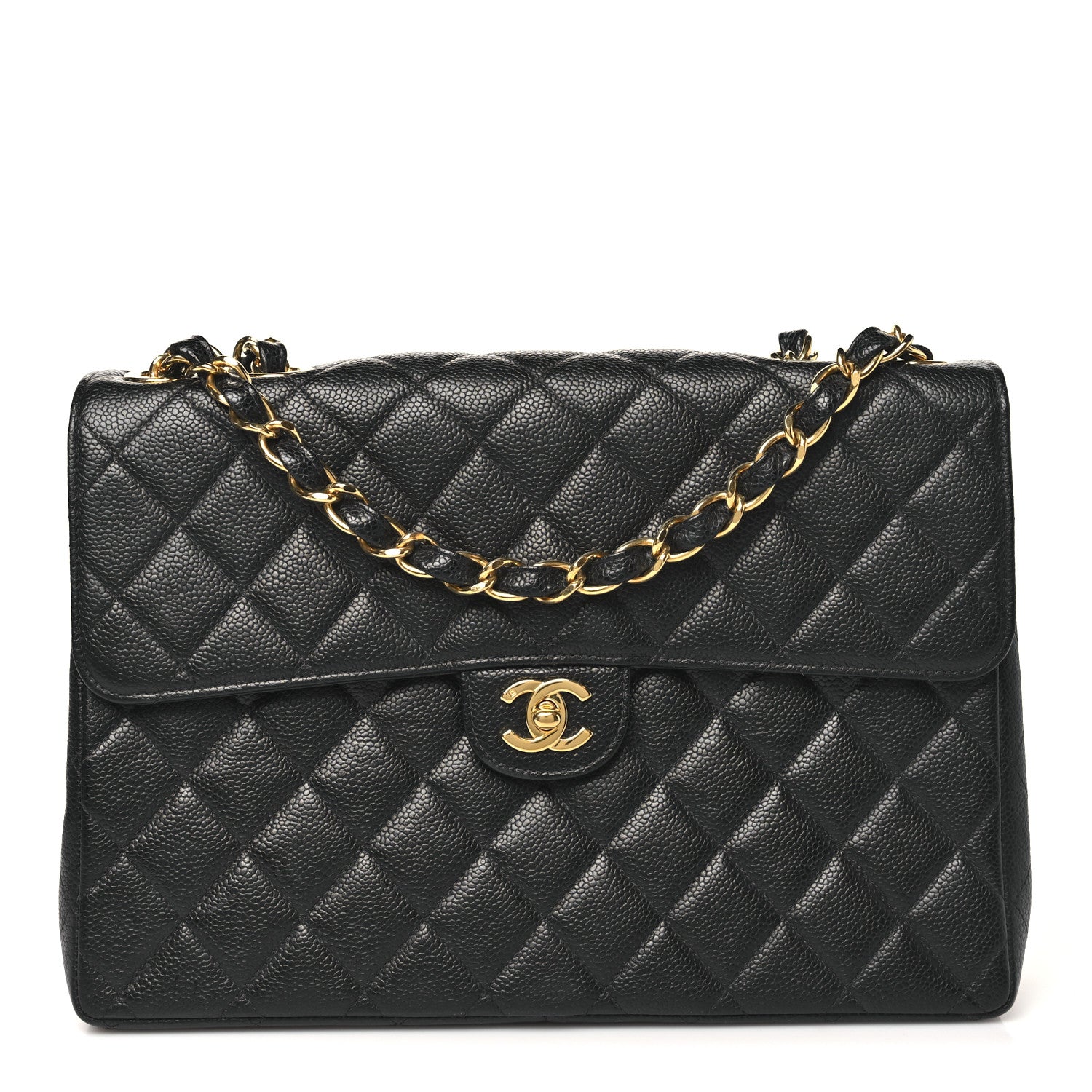 Caviar Jumbo Single Flap Black