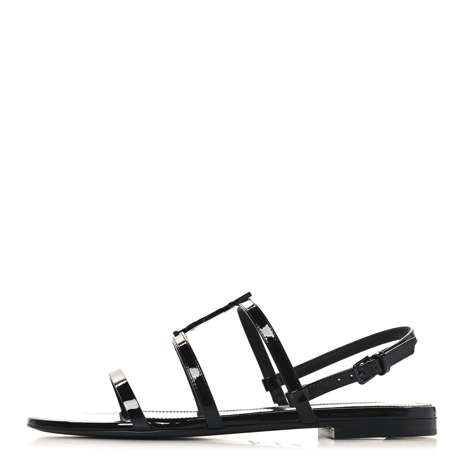 Patent Calfskin Cassandra Monogram Sandals 35.5 Black