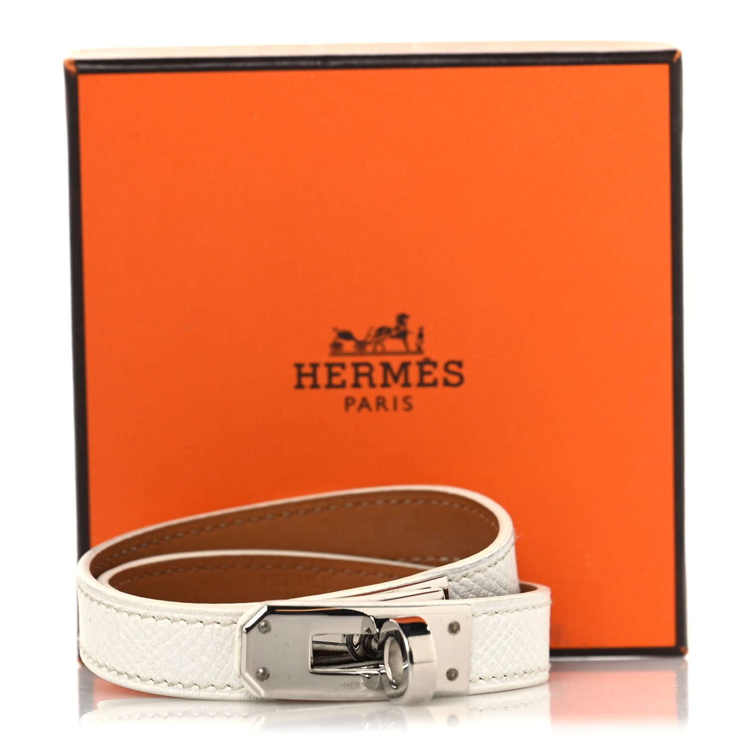 Epsom Kelly Double Tour Bracelet M White