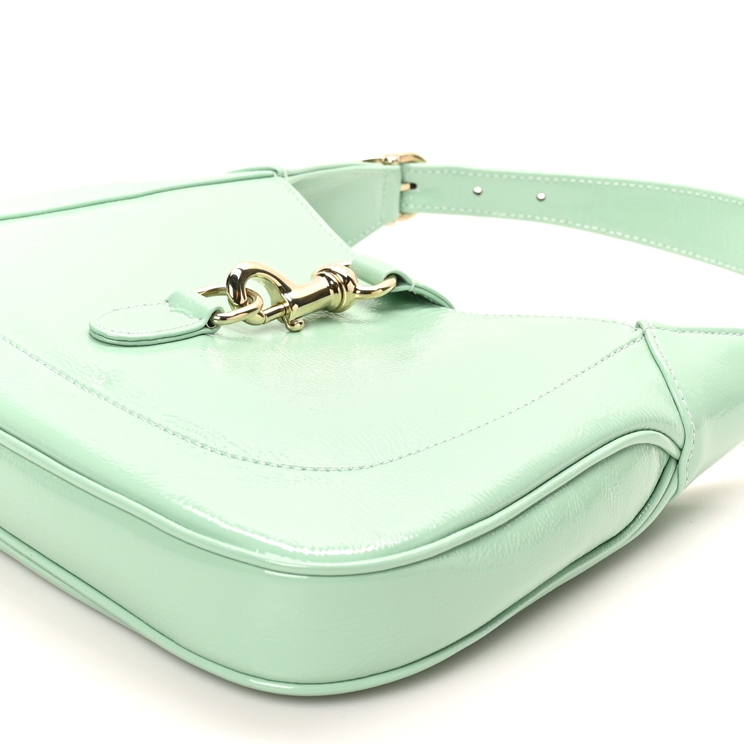 Patent Calfskin Small Jackie Shoulder Bag Light Green