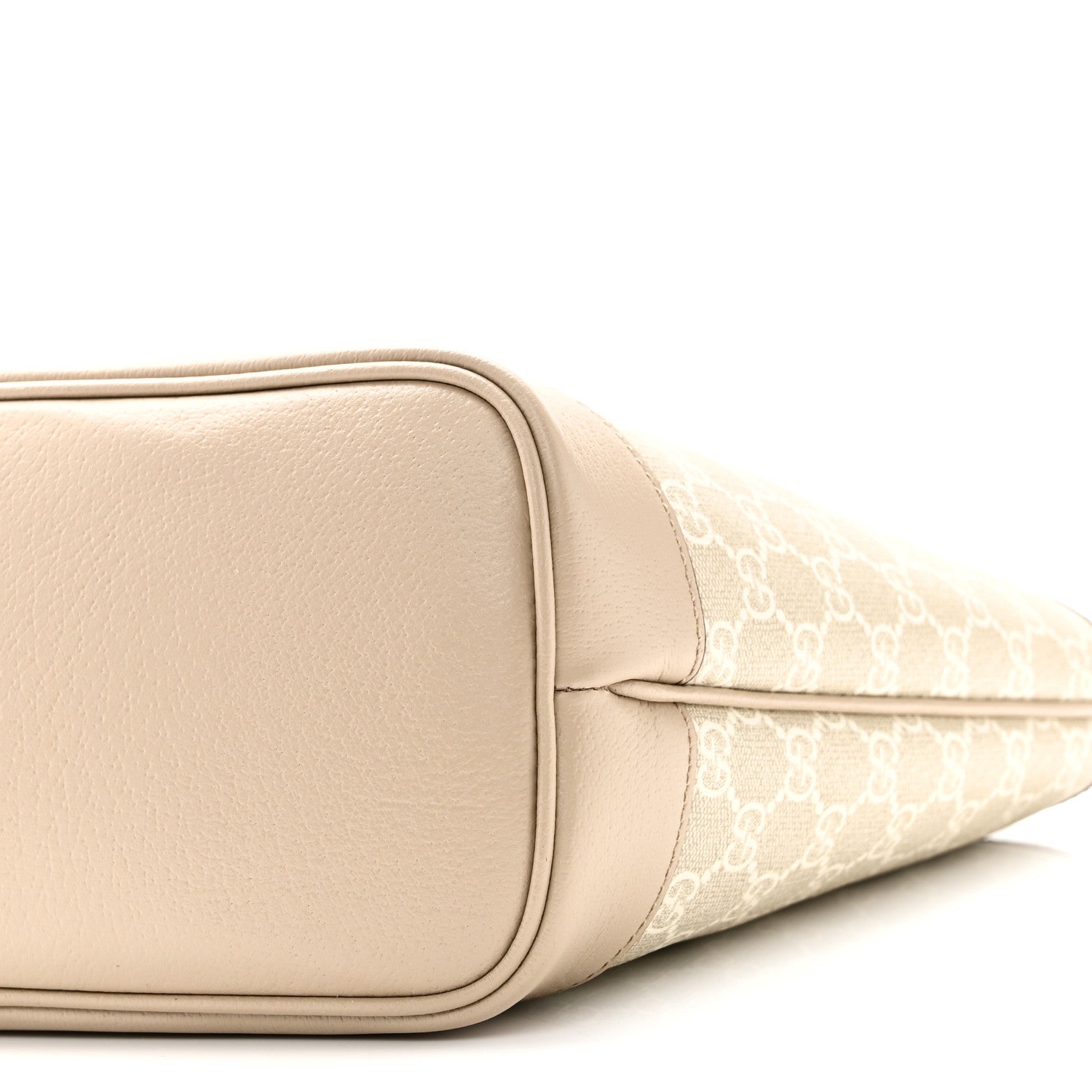 GG Supreme Monogram Textured Dollar Calfskin Small Ophidia Shoulder Tote Bag Beige Mystic White Oatmeal