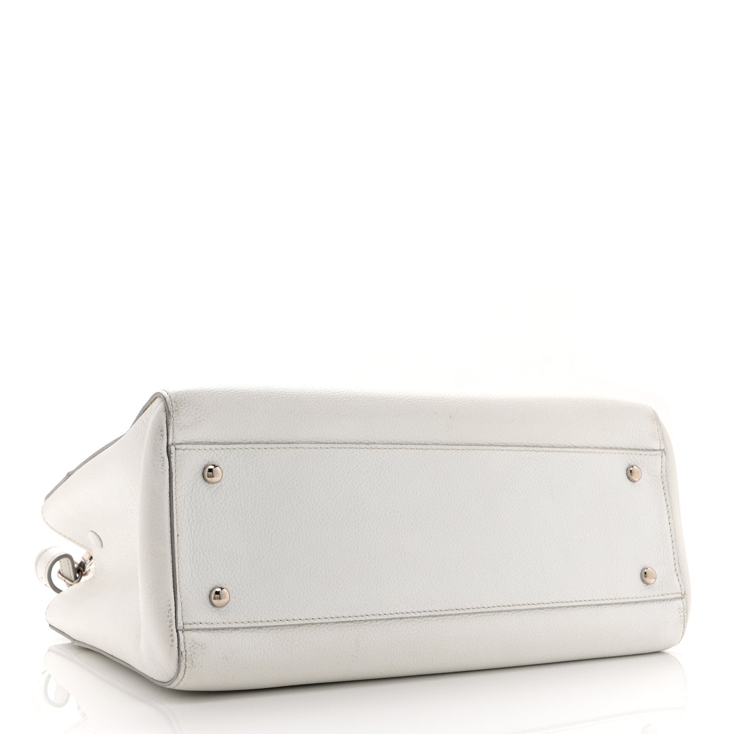 Grained Calfskin Small Neo Executive Shopper Tote White