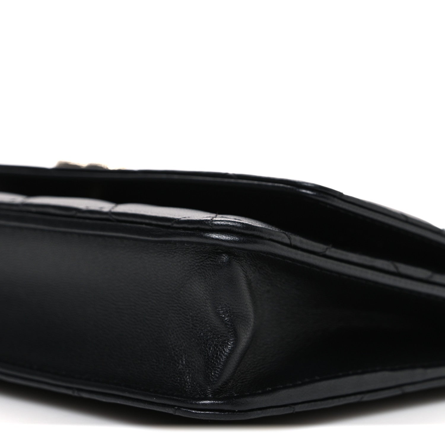 Lambskin Pearl Strass Quilted CC Wallet on Chain WOC Black
