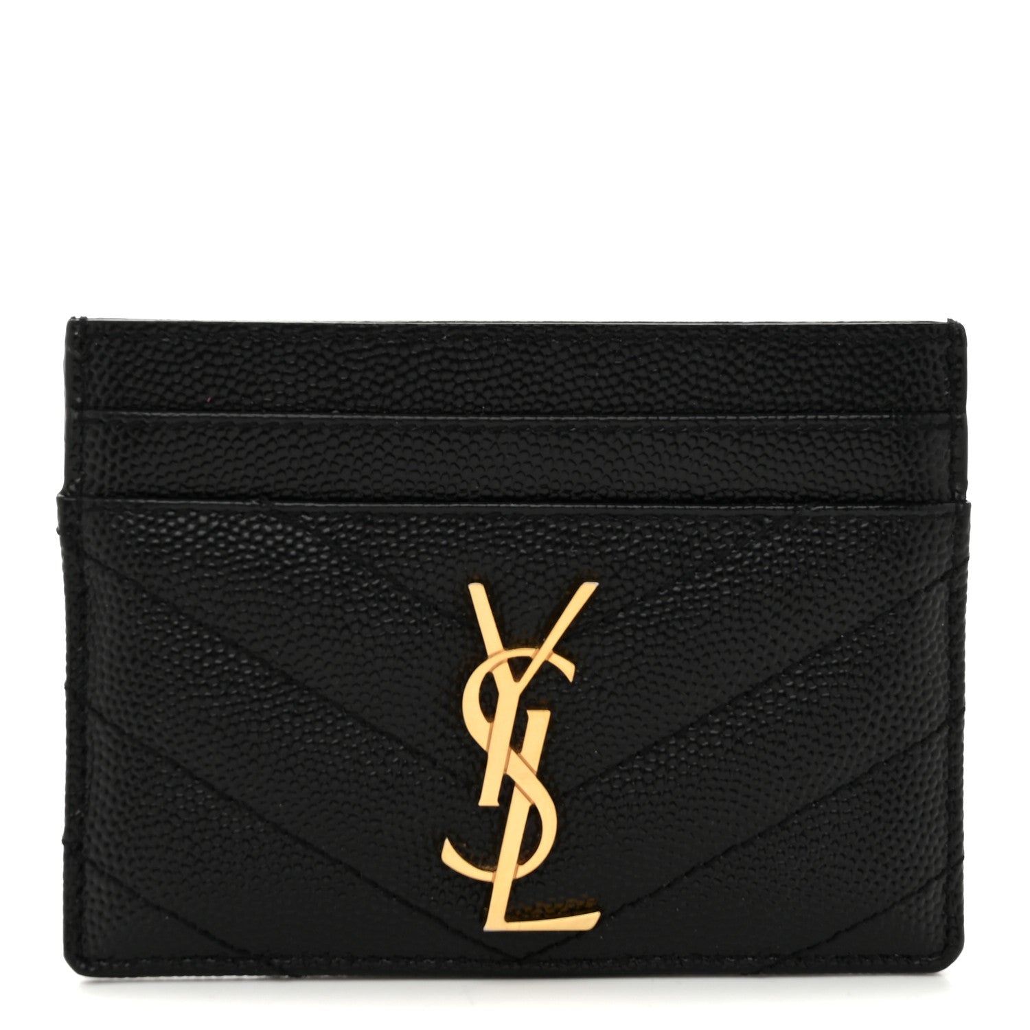 Grain De Poudre Matelasse Chevron Monogram Credit Card Case Black