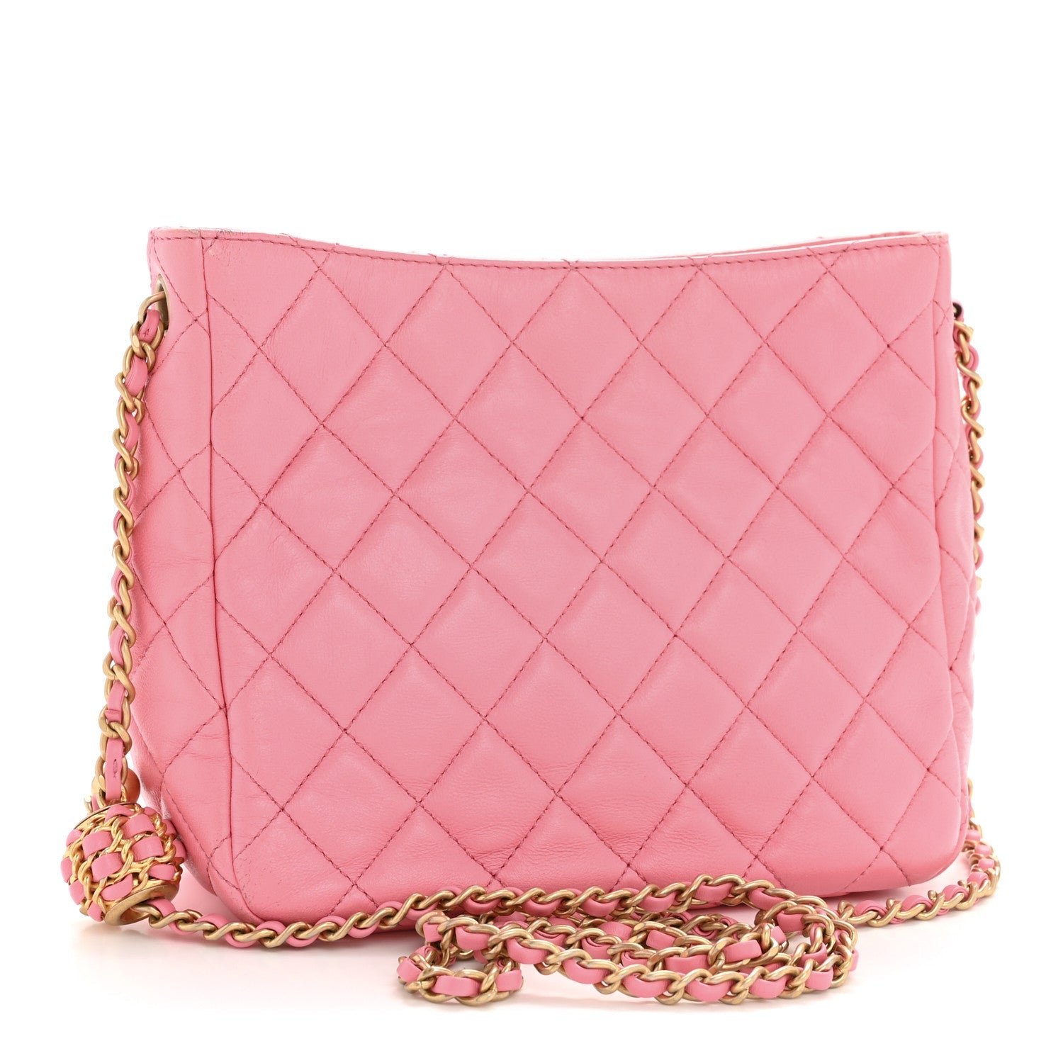 Lambskin Quilted Small Pearl Crush Hobo Pink
