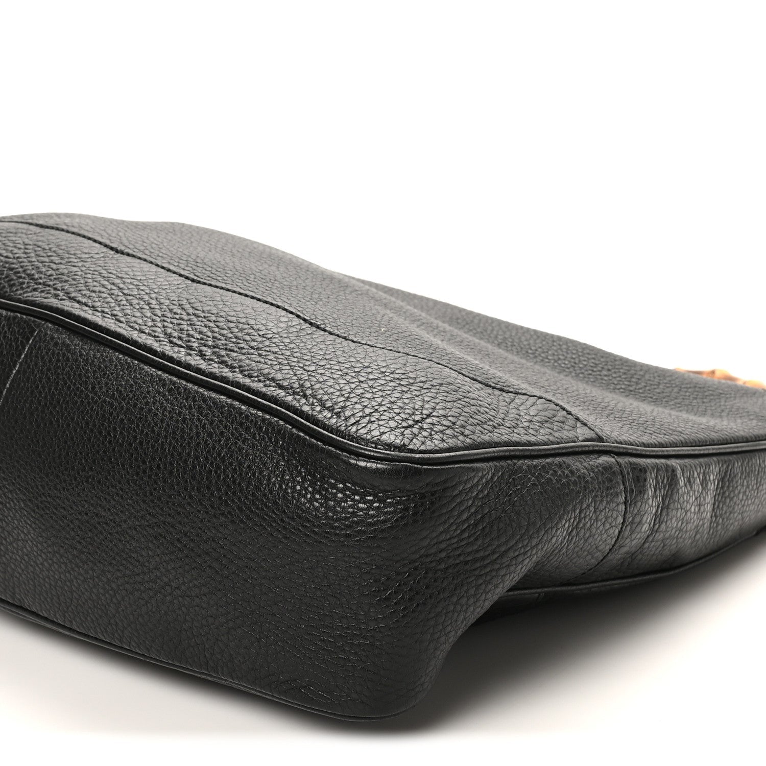 Pebbled Calfskin Medium Diana Bamboo Shoulder Bag Black