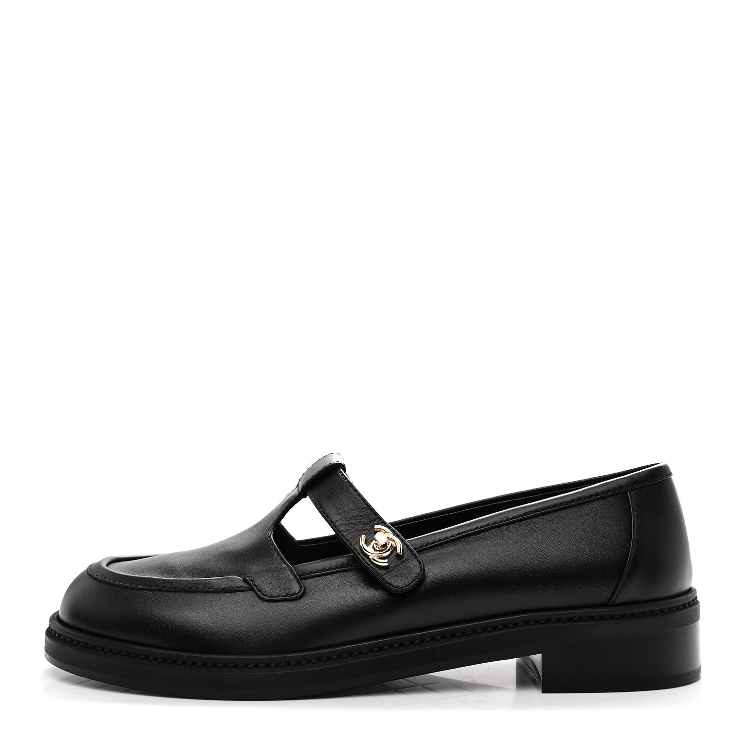 Calfskin CC Turnlock Moccasin Loafers 40 Black