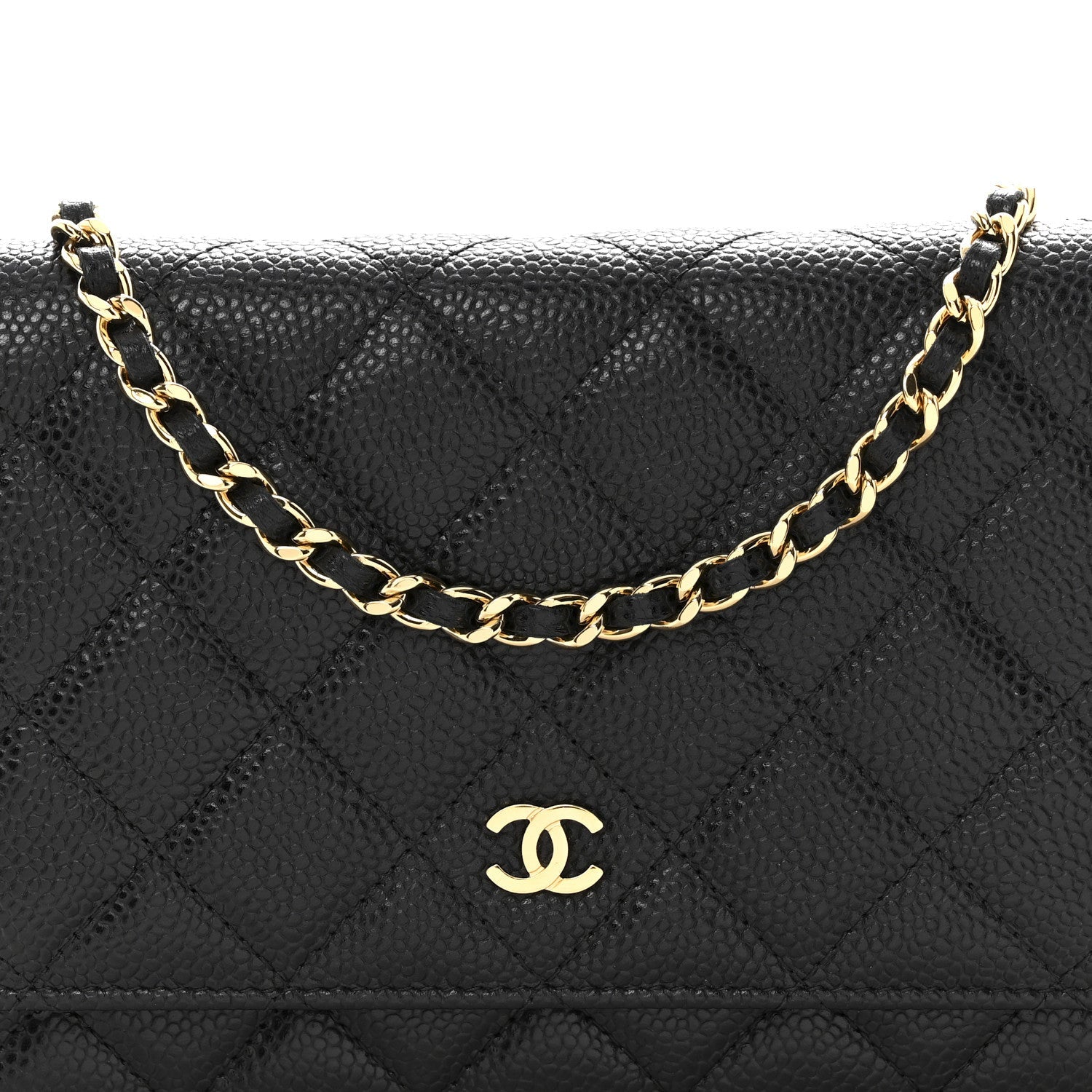Caviar Quilted Wallet On Chain WOC Black