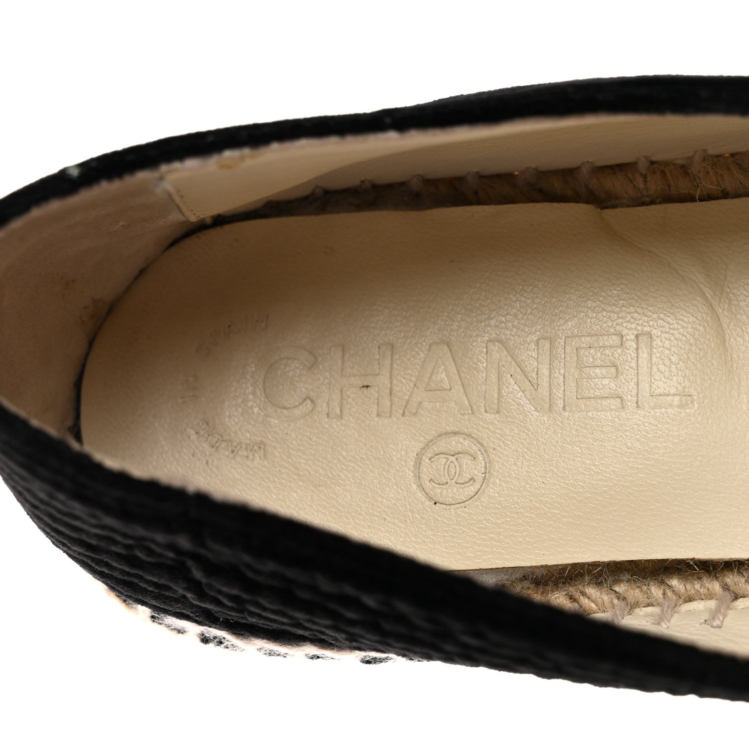 Velvet Grosgrain Quilted CC Espadrilles 35 Black