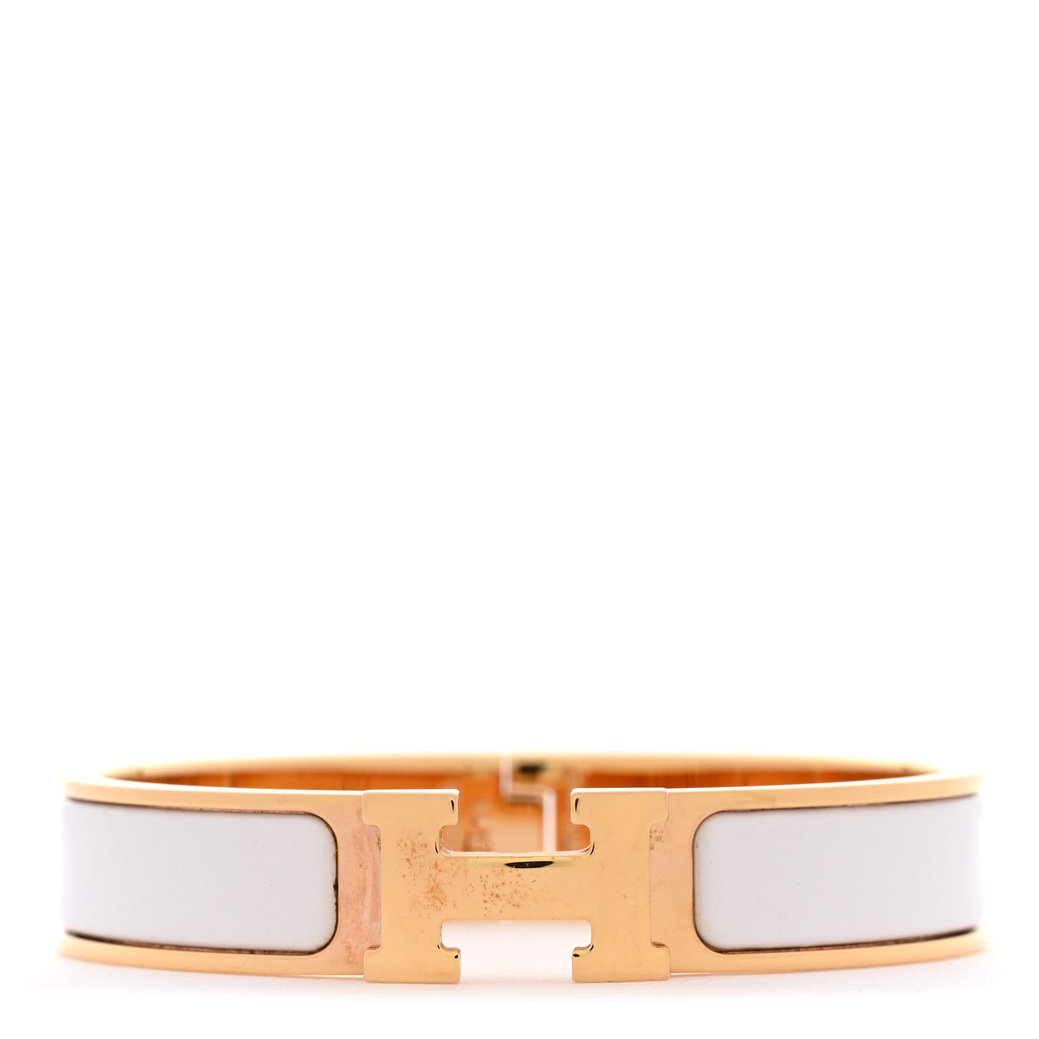 Enamel Narrow Clic Clac H Bracelet PM White