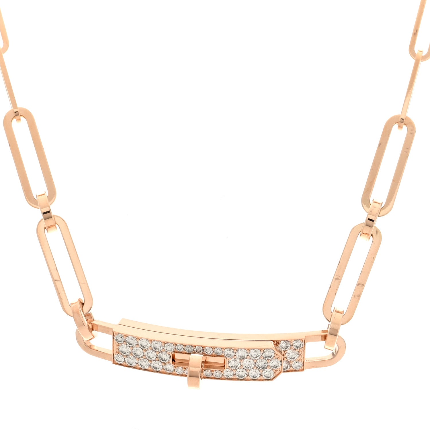 18K Rose Gold Diamond Pave Kelly Chaine Choker Necklace